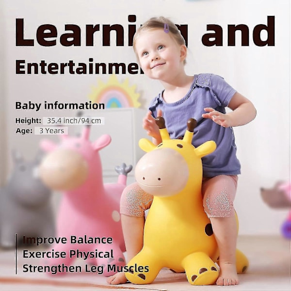 Planet Animal Hopper för barn, Giraff att rida på för småbarn, Studsande häst, Hopphäst, Hoppleksakspresent för pojkar och flickor, uppblåsbar Hopper Bouncy