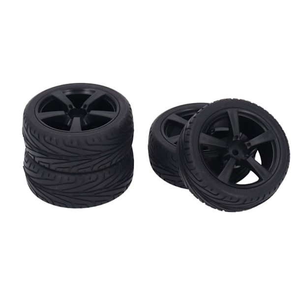 4 stk. 1/10 skala RC hjul og dæk plastik fælg gummidæk hud til 1/10 RC bil B dæk