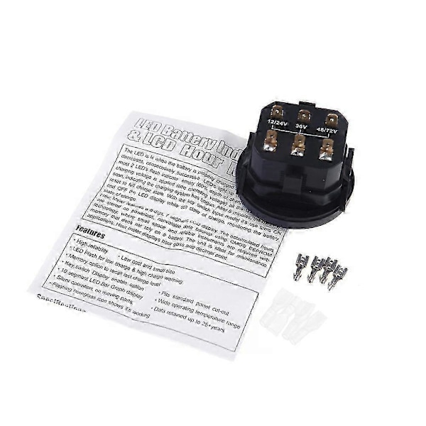 12V/24V/36V/48V/72V LED Digital Batteristatus Laddningsindikator med Timräknare