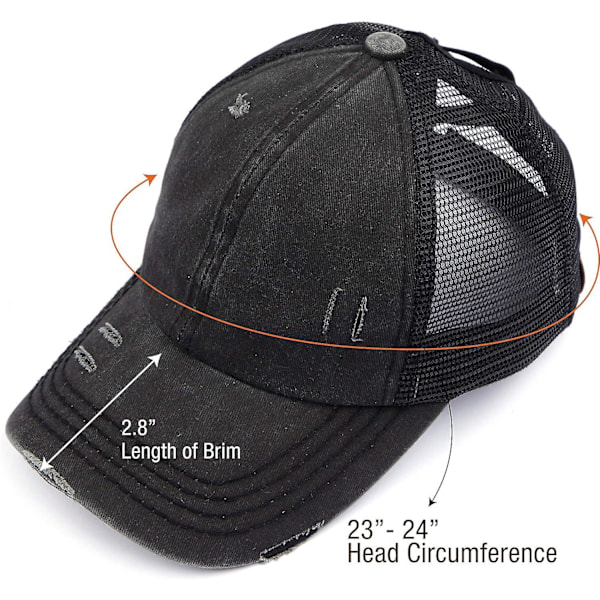 Messy High Bun Hestehale Justerbar Glitter Mesh Trucker Baseball Kasket
