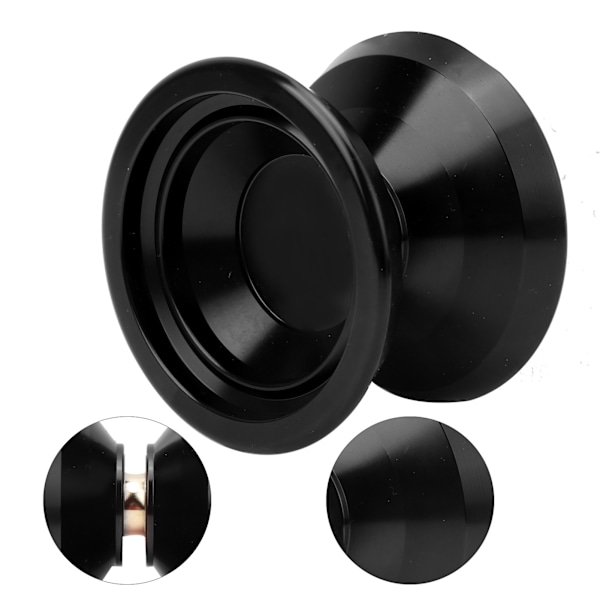 Alloy Yoyo Ball Konkurranse Yoyo Toy med 3stk Reserve Yoyo Strenger Hanske SettSvart