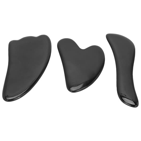 Professionell Obsidian Ansiktsmassage Gua Sha Verktyg Bärbar Kroppsterapi Skrapbräda Set