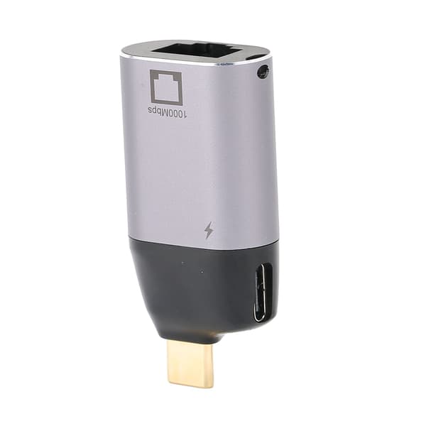 USBC til RJ45-adapter i aluminiumslegering, hann til hunn PD3.0 Ethernet-laderomformer