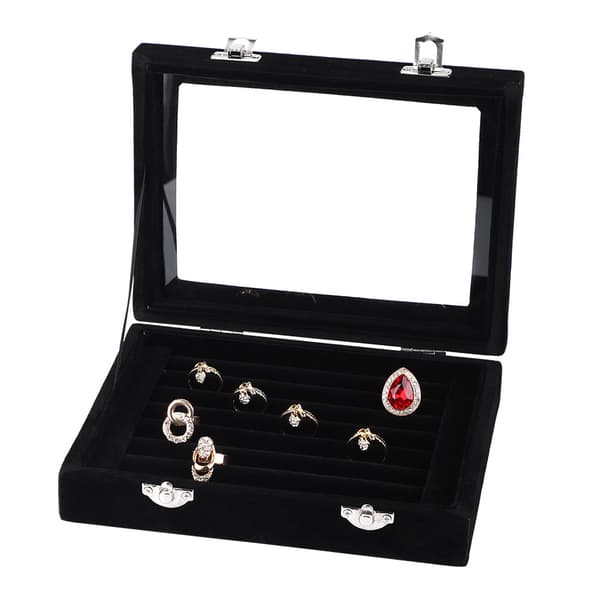 3 Farger Komposittplate Lo Smykker Ringer Oppbevaringsboks Display Case Holder Organizer