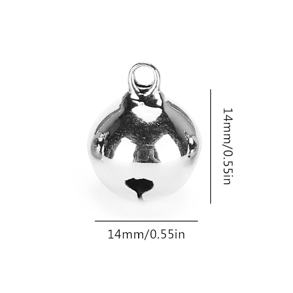 50 st små metallklockor färgglad färg jul bjällror nyckelhänge fest DIY pärlor (gul silver)