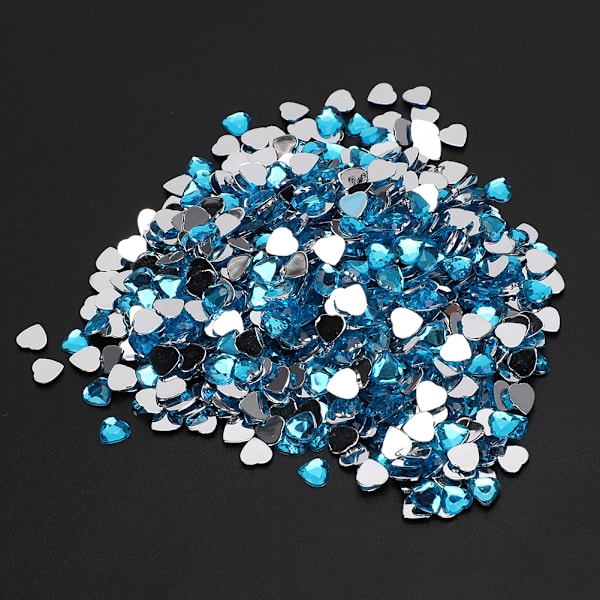 1000 stk. Akryl Diamant Bryllupsdekoration DIY Tøj Tilbehør Kort Dekor Hjerteform (Blå)