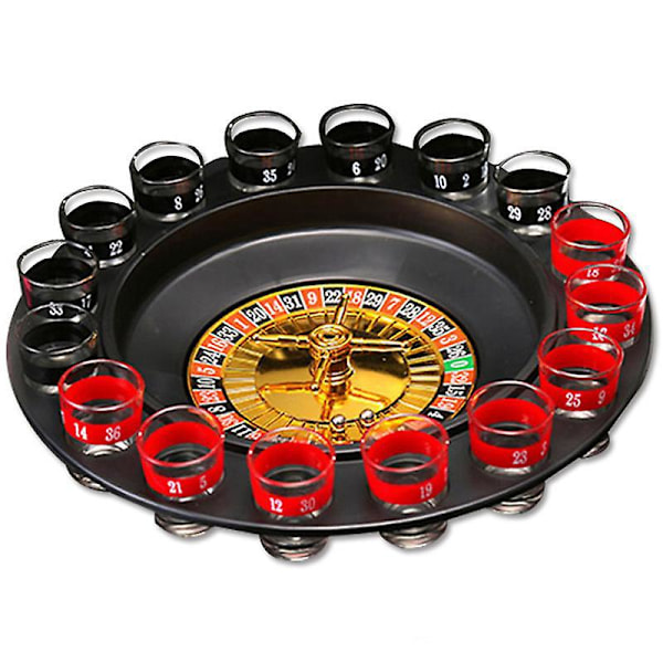 Drikkespil Roulette Sæt Med 16 Shotsglas 30 X 30 Cm Spille Spil Party Sjov Minimum 2 Spillere Casino, Gaveidé, Par Spil, Sort-rød 1stk