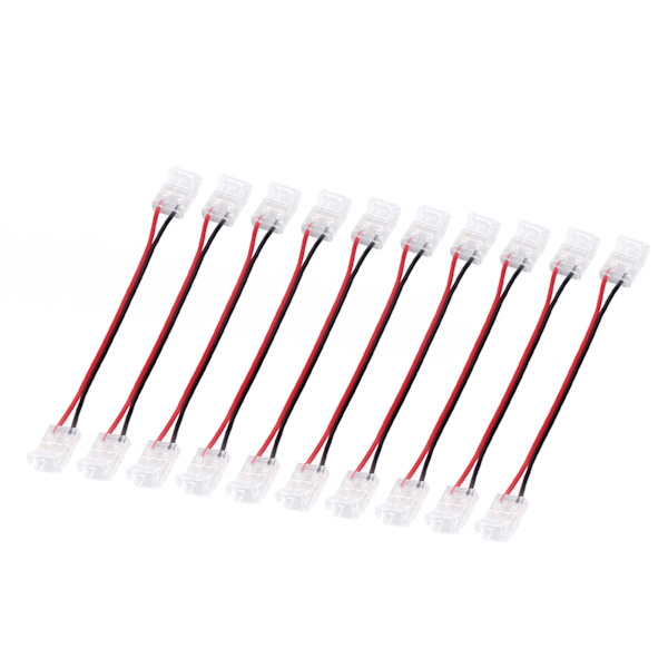 10 stk. COB-strip lysforbindelse 2-polet PC-materiale 10 mm bredde dobbelthoved strip til strip forlængerforbindelse