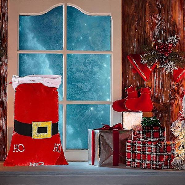 Julemandssæk Oversized Julemandsbælte Snøresæk Rød Julemand Snøresæk Stofpose Jule Personlig Julemandssæk Snøre Gavepose Til Ch