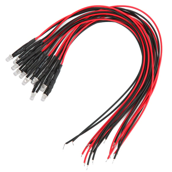 50 stk. LED-lysdiode, ferdigkoblet, rundhode, enkeltblinkende modell 12V oransje lys