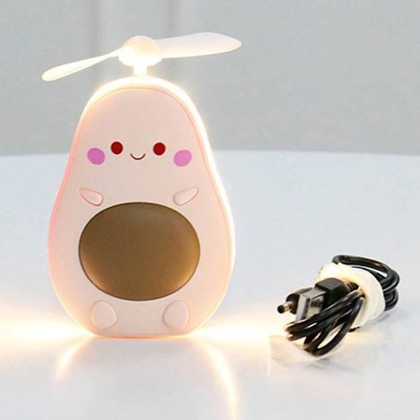 Mini Kannettava Avocado-Tuuletin Valo-Peilillä USB-Latautuva Henkilökohtainen Jäähtymislaite
