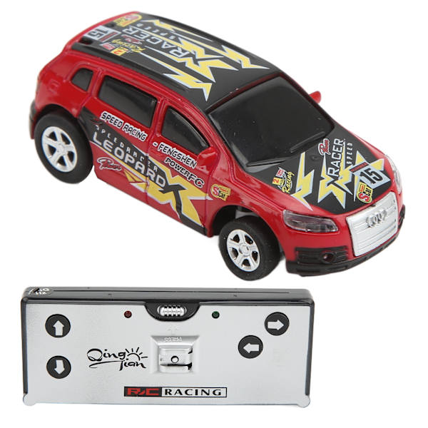 Mini RC Vehicle Racing 4 Way Drift Car 1:64 CAN kokoinen kaukosäädinlelu sisäkäyttöön ulkokäyttöön 3+ lasten punainen