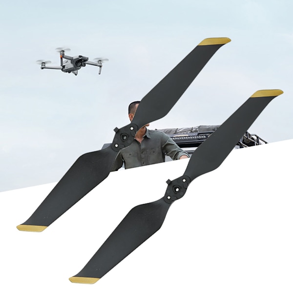 2 st Propeller Lågbrus Lätt Propeller Tillbehör Passar för Mavic AIR 2 DroneSvart Guld Kant