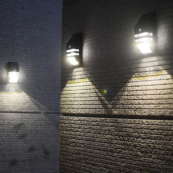 Solcellsbelysning med rörelsesensor, vattentät LED-lampa, varmvit, för utomhus, däck, trappor, staket och räcken