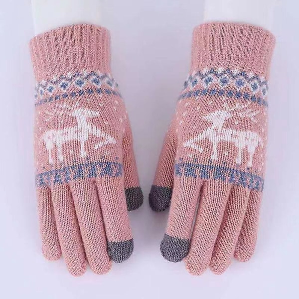 Hyggelige lyserøde handsker med touchskærm til kvinder - varme, bløde og søde - én størrelse (2 par)