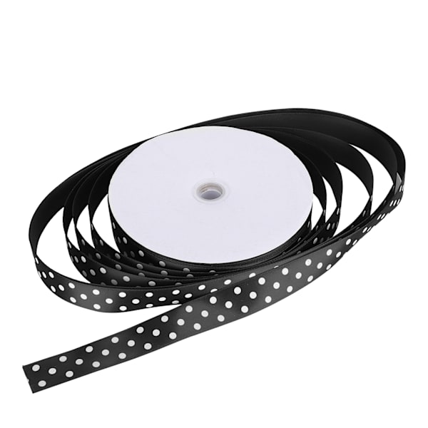 Satinband med prickmönster, hårspännen, presentinslagning, slips, gör-det-själv-hantverksverktyg, 100 meter, 2,5 cm, svart