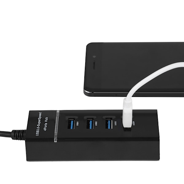 4-portars USB3.0 HUB Laddningsdockningsstation 5 Gbps Charging Hub Adapter för telefon/surfplatta/PC/Windows