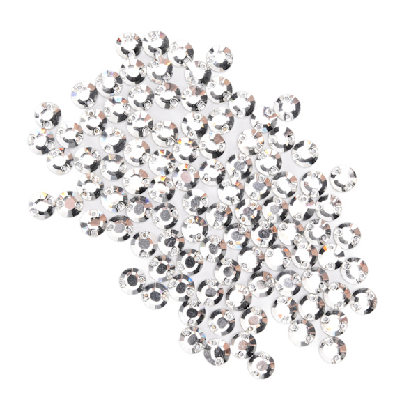 100 kpl litteitä strass-timantteja, joissa on kaksi reikää, helppokäyttöisiä, koristeellisia DIY-osia koristeluun, 8 mm
