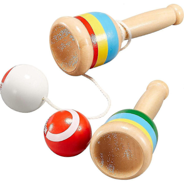 2-delt Jack Games Paddle Ball String Cup og Ball Games Mini Wood Catch Cup, Hånd-øye Koordinat Ball Catch Cup ZD.16