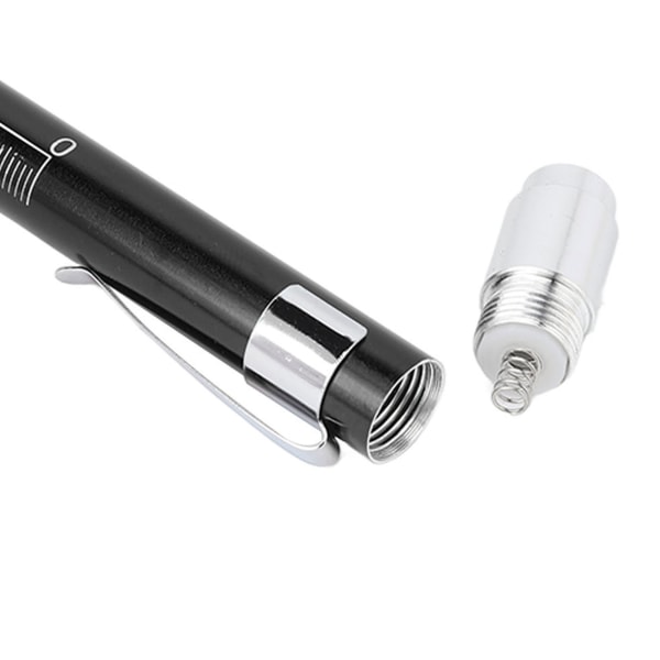 LED Penlight White Lighting Konkavt hode Aluminiumslegering Medisinsk Pen Light for Throat Black
