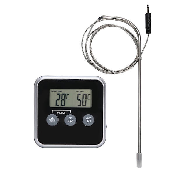 Digitalt steketermometer Mattermometer med timer for ovn BBQ Grill Kjøkkenmatlaging