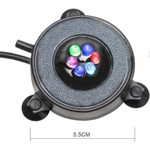 2025 Egnet Akvarium Luftstein Fisketank Led Luftstein Boblelys med 6 Fargeskiftende LED-er