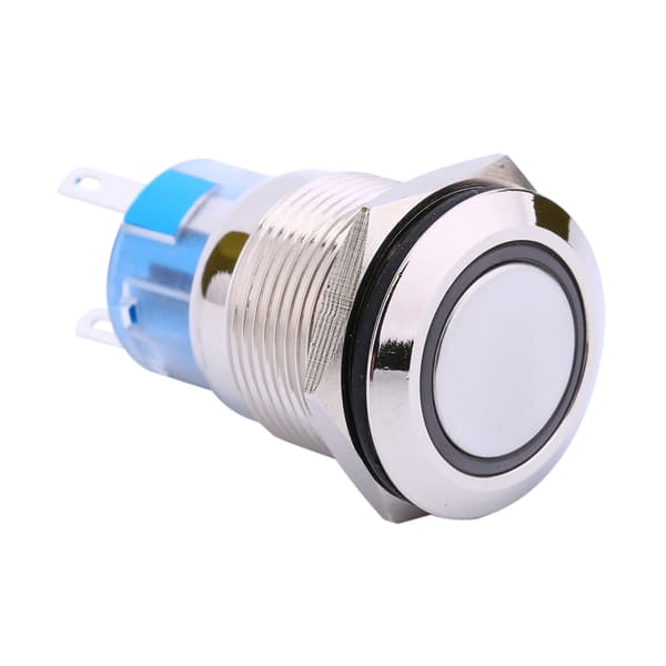 12V Auto Power Angel Eye Metall Trykknapp Blått LED Lys Vippebryter 19mm AP