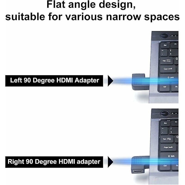 4-pack Vinklad HDMI-adapter HDMI-koppling 90 grader Hane till Hona Vertikal Platt Adapter