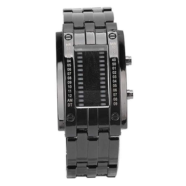 Herreur Mode Udsøgt vandtæt legering Herre LED-ur med Binær Time Mode Display (Mænds Sølv Sort)