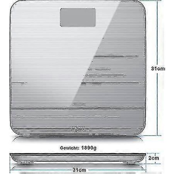 Zk-digital Badrumsvåg - Slim Design Badrumsvåg - 6mm Säkerhetsglas, Stor LCD-display ZD C