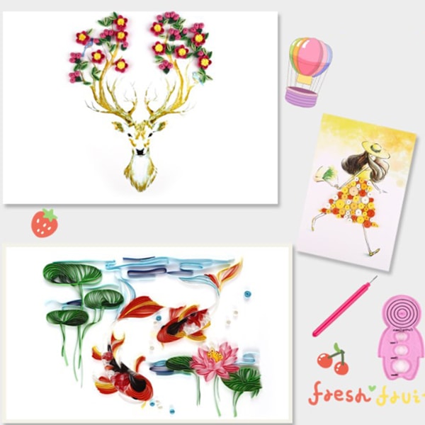 14 stk. Papir Quilling Kits DIY Håndlavet Nem Betjening Quilling Kits til Børn Begyndere Hjemmeindretning