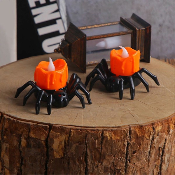 12 kpl Sarjakuva Hämähäkin Muoto Halloween Tuikkukynttilät Aavejuhla Liekittömät Led-kynttilät Pelottavat Sähköiset Väärennetyt Kynttilät Juhlakoriste -CHN