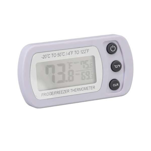 Køleskabs termometer hukommelsesfunktion ABS krop hvid °C °F skiftet lille kompakt digital fryser termometer med krog