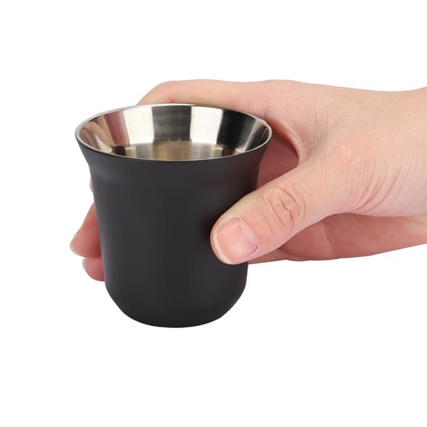 304 Rustfrit Stål Varmeisoleret Dobbeltlags Kaffekop Krus til Hjemmekaffebar Mat Sort