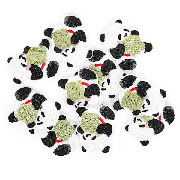 20 stk. Panda-patches, broderi, klæbemærker i stof, farve, håndlavet, gør-det-selv, strygemærkat