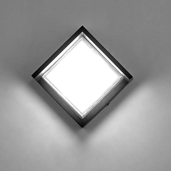 Vattentät Modern LED Utomhus Vägglampa - Fyrkantig Kallvit Aluminium och Akryl LED Vägglampa