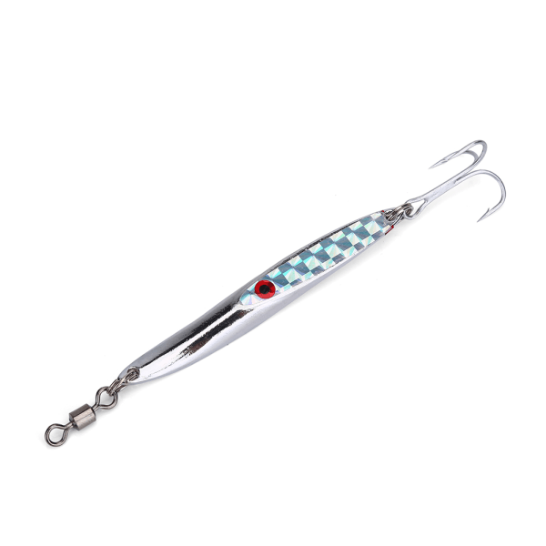 Lures Paljetter Metall Bas Hård Sked Bait Jig Lure Artificiell Krok (Silver 28g)