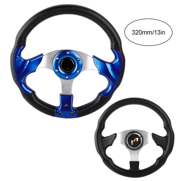13in 320mm Universal PU Leather Bil Sport Racing Drift Ratt Blå