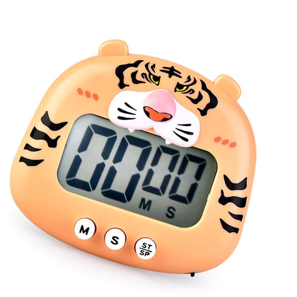 Dyre-timer Student Magnetisk Digital 100 Minutters Nedtællingstimer Med Batteri til Køkken Orange Tiger