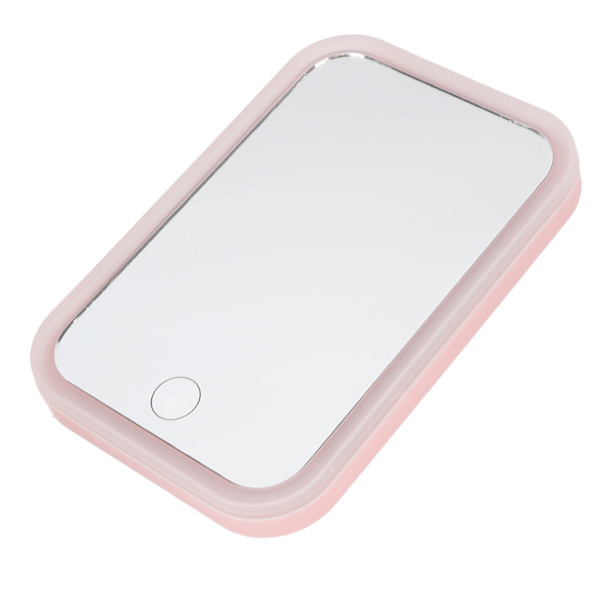 Opplyst sminkespeil Rosa LED Touch Control Firkantet speil Skrivebordsutfylling Justerbar lysstyrke Rotativt sminkespeil