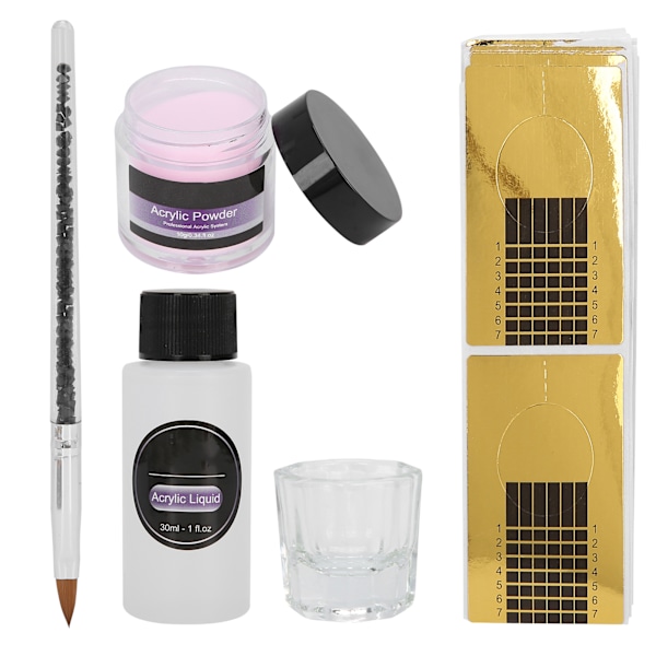 ROSALIND Kristallpulver Set Manikyr DIY Akryl Vätska Kopp Professionellt Nagelkonstverktyg Rosa