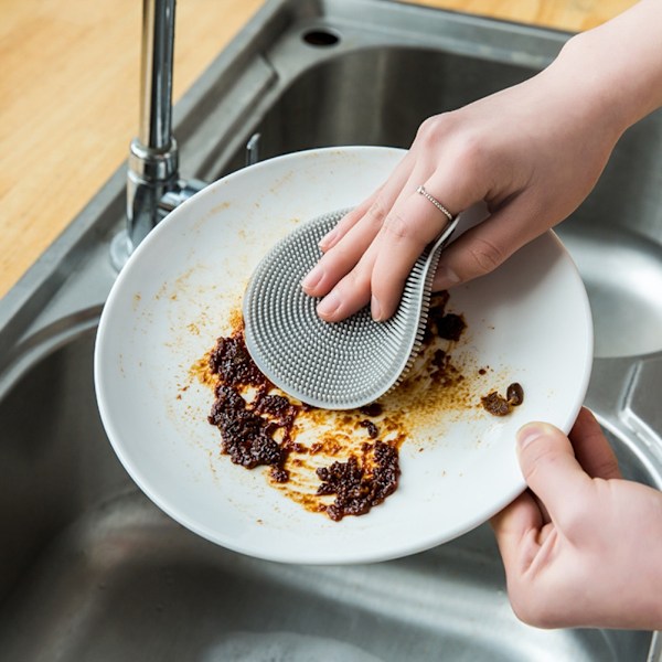 2 st Silikonsvamp Återanvändbara Svamp för Diskar Värmebeständig Dubbelsidig Silikonborste Diskborste för Kök Badrum