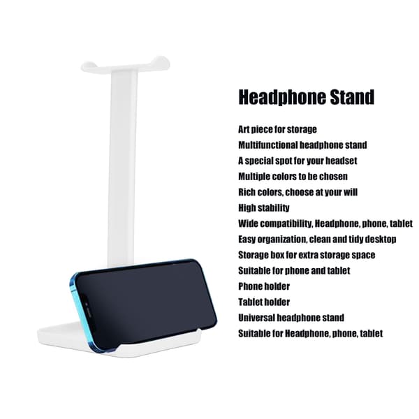 Hovedtelefonholder Multifunktionel Pladsbesparende Robust Holdbar Stabil Lys Farve Headset Holder Hvid