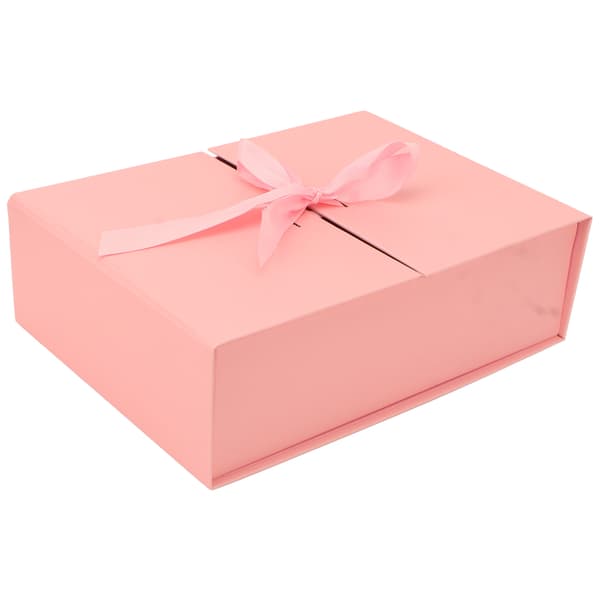 Dubbeldörr presentförpackning rosettdesign återanvändbar extern 26x19x8cm pappersmaterial dekorativ vikbar presentförpackning rosa