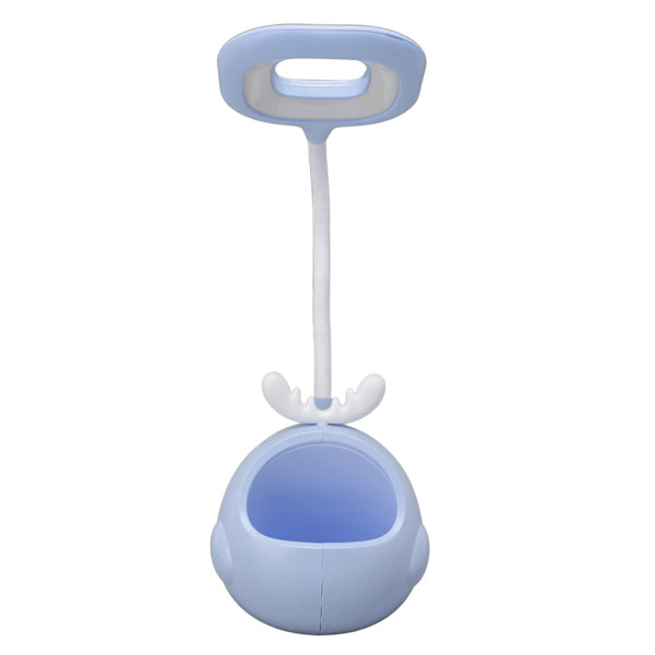 LED-bordslampa Ögonskydd Skonsam enhetlig belysning Flexibel slang USB läsljus med pennhållare Blå