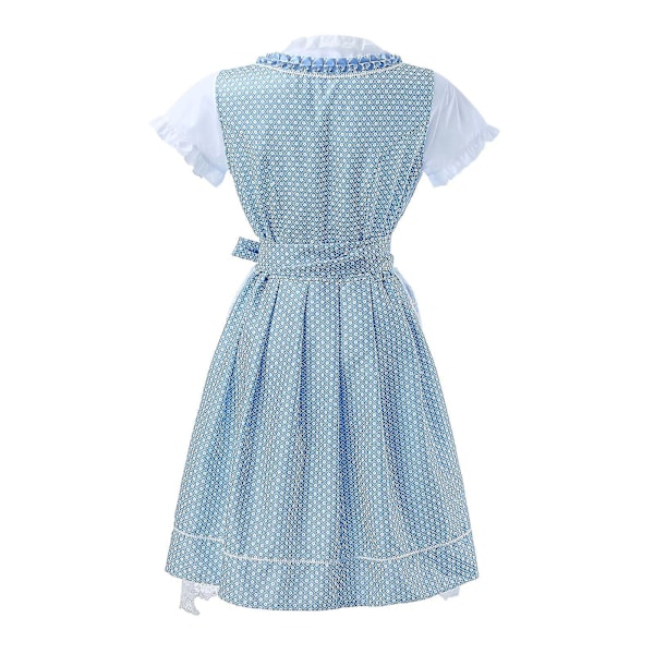 Vintage Baijerin Oktoberfestin Dirndl-mekko kukallisella pitsillä, paikattu, L sininen