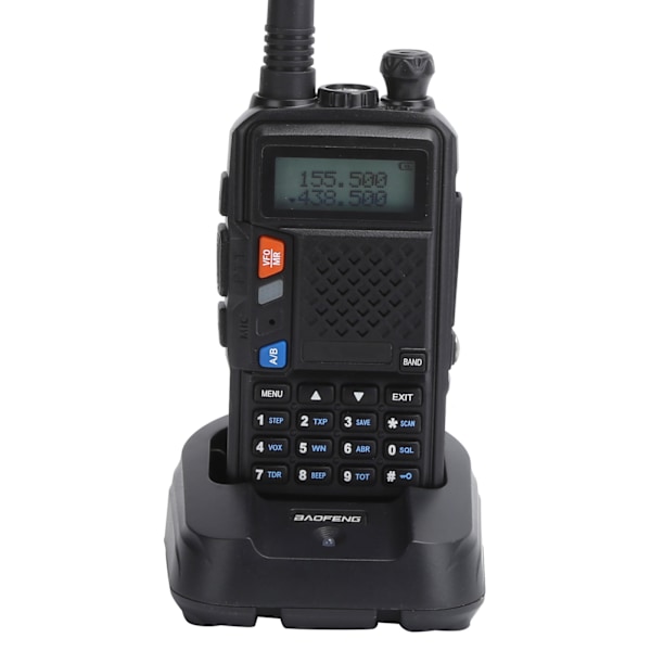 Bærbar Walkie Talkies Kit Håndholdt LCD-skjerm Walky Talky med Bakklips 100‑240V Svart EU-plugg 100‑240V