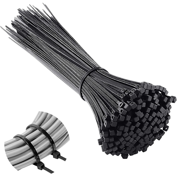 100 kpl nippusiteitä 200 mm x 3 mm, ammattikäyttöön tarkoitetut nippusiteet, nylon-nippusiteet, nippusiteet 200 mm, musta, 100 kappaleen pakkaus
