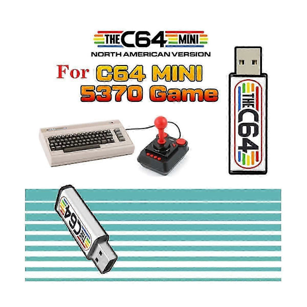 USB-tikku, joka on yhteensopiva C64 Mini Retro -pelikonsolin kanssa, Plug and Play USB-tikku U-levy pelilevy 5370 pelillä