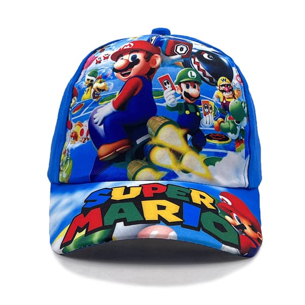 Super Mario Bros. karaktertrykt solhatt for barn, baseballcaps, baseballcaps stil 4 blå Style 4 Blue One size fits all